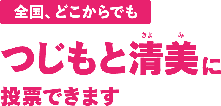 全国どこからでもつじもと清美に投票できます